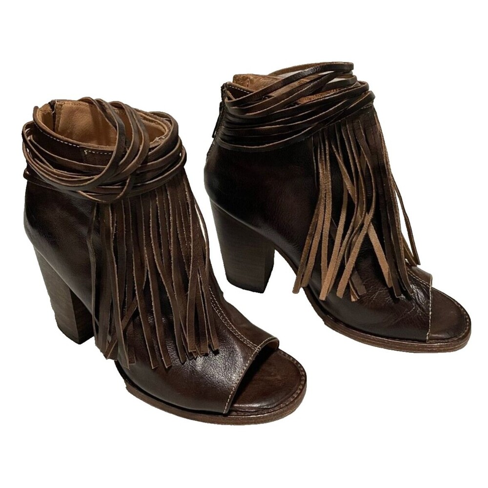 Bed Stu Olivia Women's 6.5 Heels w/ Fringe Brown Leather Material & Original Box